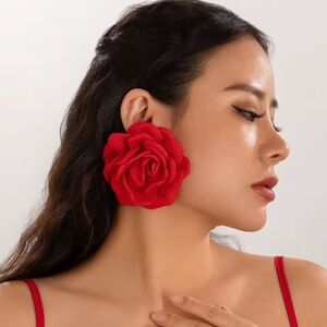 Red Roses Carmen Tango Oversized Roses Day of the Dead Pin Earrings